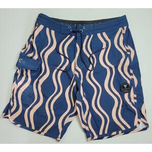 Vissla E.G Lark Men's Board Shorts Size 30 Geometric Wave Blue Inseam 10